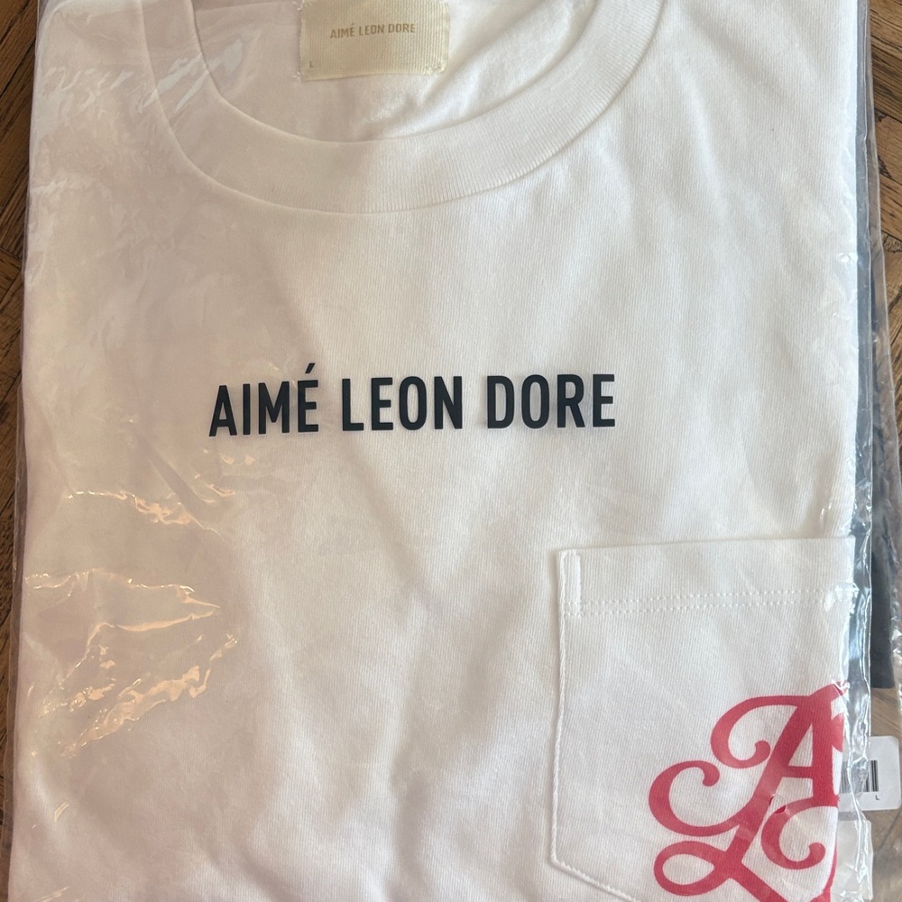 Aime Leon Dore Monogram pocket White Tee with Red Logo